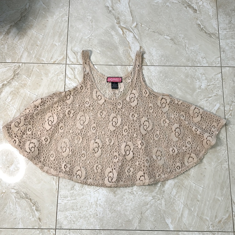 Say What Cream Flowy Lace Tank Top